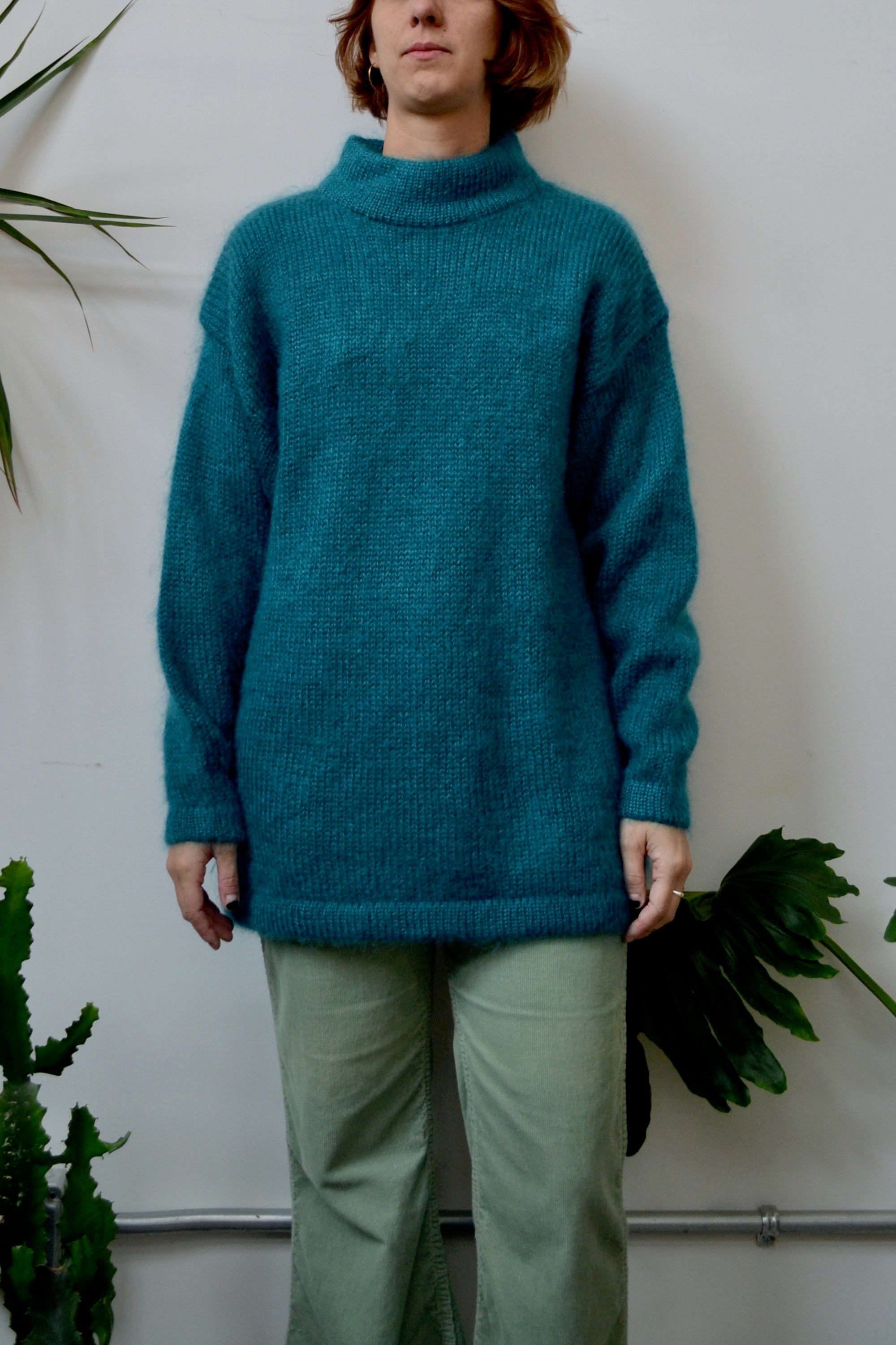 Teal Mohair Mockneck