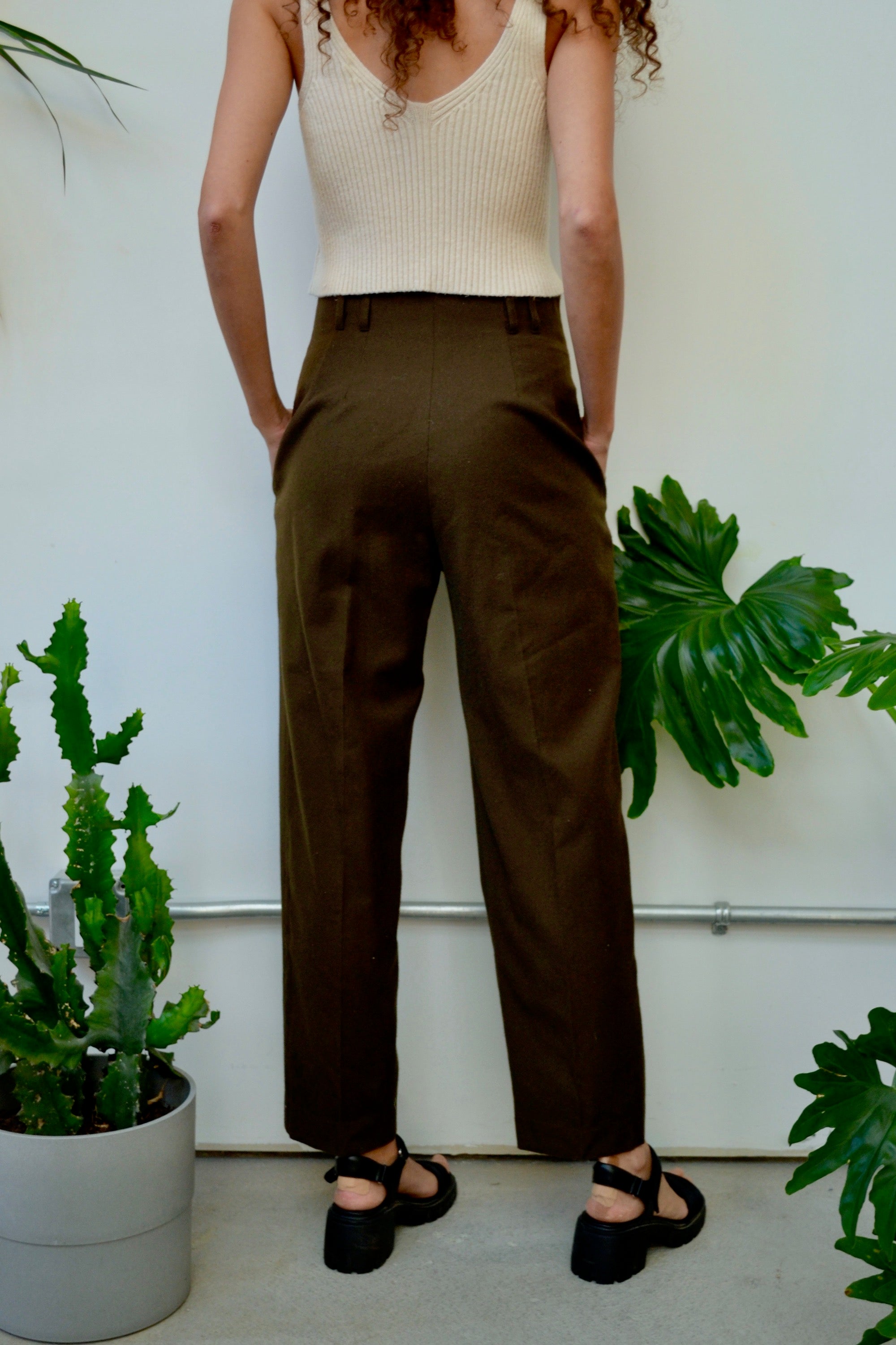 Army Green Wool Trousers