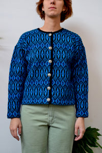 Norwegian Teal Wool Cardigan