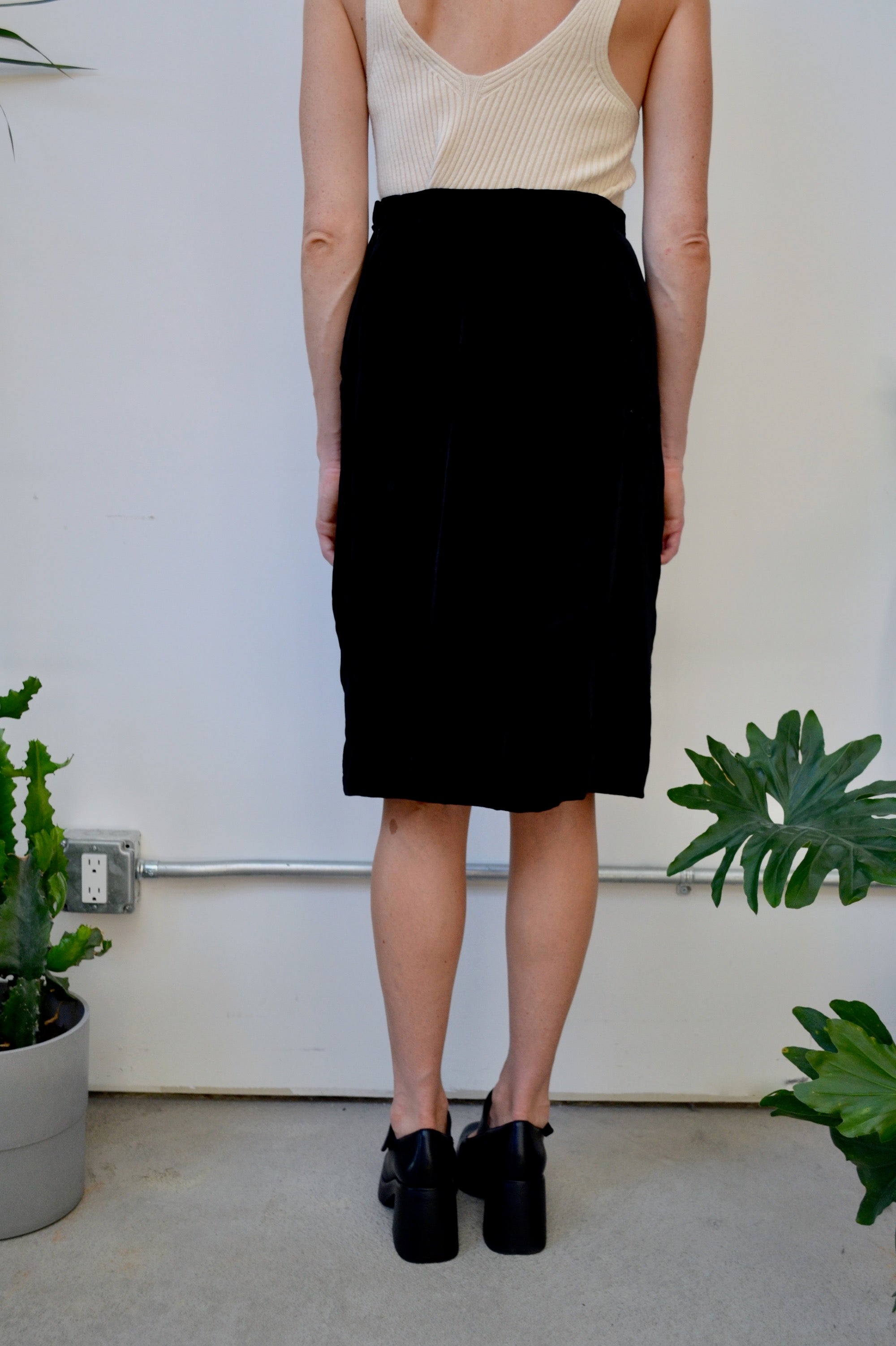 Black Velvet Pencil Skirt