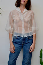 Balloon Sleeve Nylon Blouse