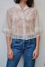 Balloon Sleeve Nylon Blouse