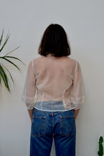 Balloon Sleeve Nylon Blouse