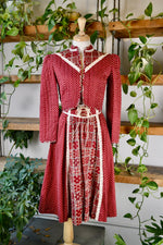 Maroon Quilted Bolero and Prairie Skirt Set