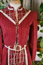 Maroon Quilted Bolero and Prairie Skirt Set