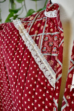 Maroon Quilted Bolero and Prairie Skirt Set