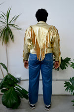 Gold Leather Fringe Jacket