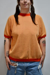 Orange Striped Raglan Sweatshirt Tee