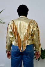 Gold Leather Fringe Jacket