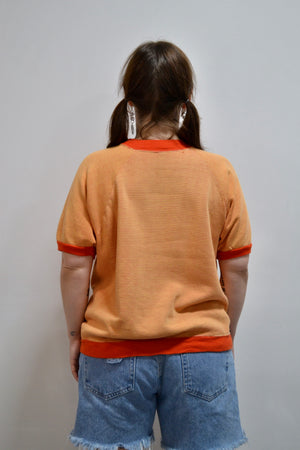 Orange Striped Raglan Sweatshirt Tee