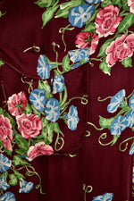 40s/50s Burgundy Floral Dressing Robe