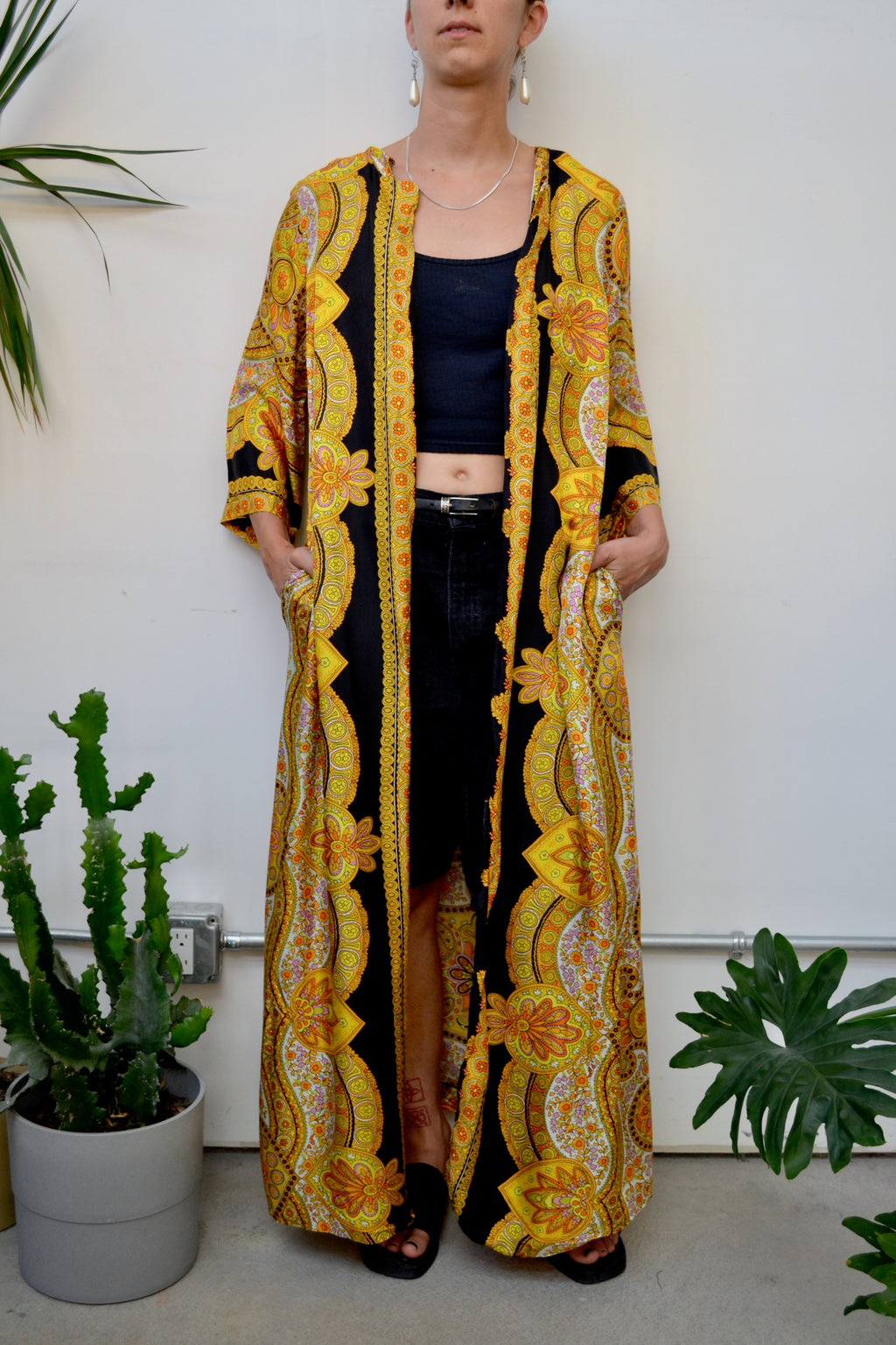 70s Psychedelic Floral Paisley Robe