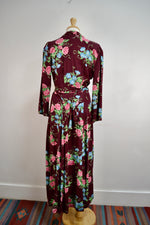 40s/50s Burgundy Floral Dressing Robe