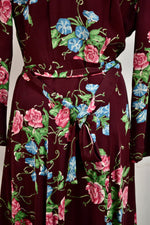 40s/50s Burgundy Floral Dressing Robe