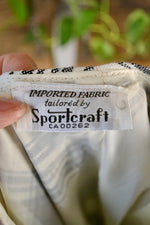 White and Black Slubbed Cotton A-Line Plaid Skirt