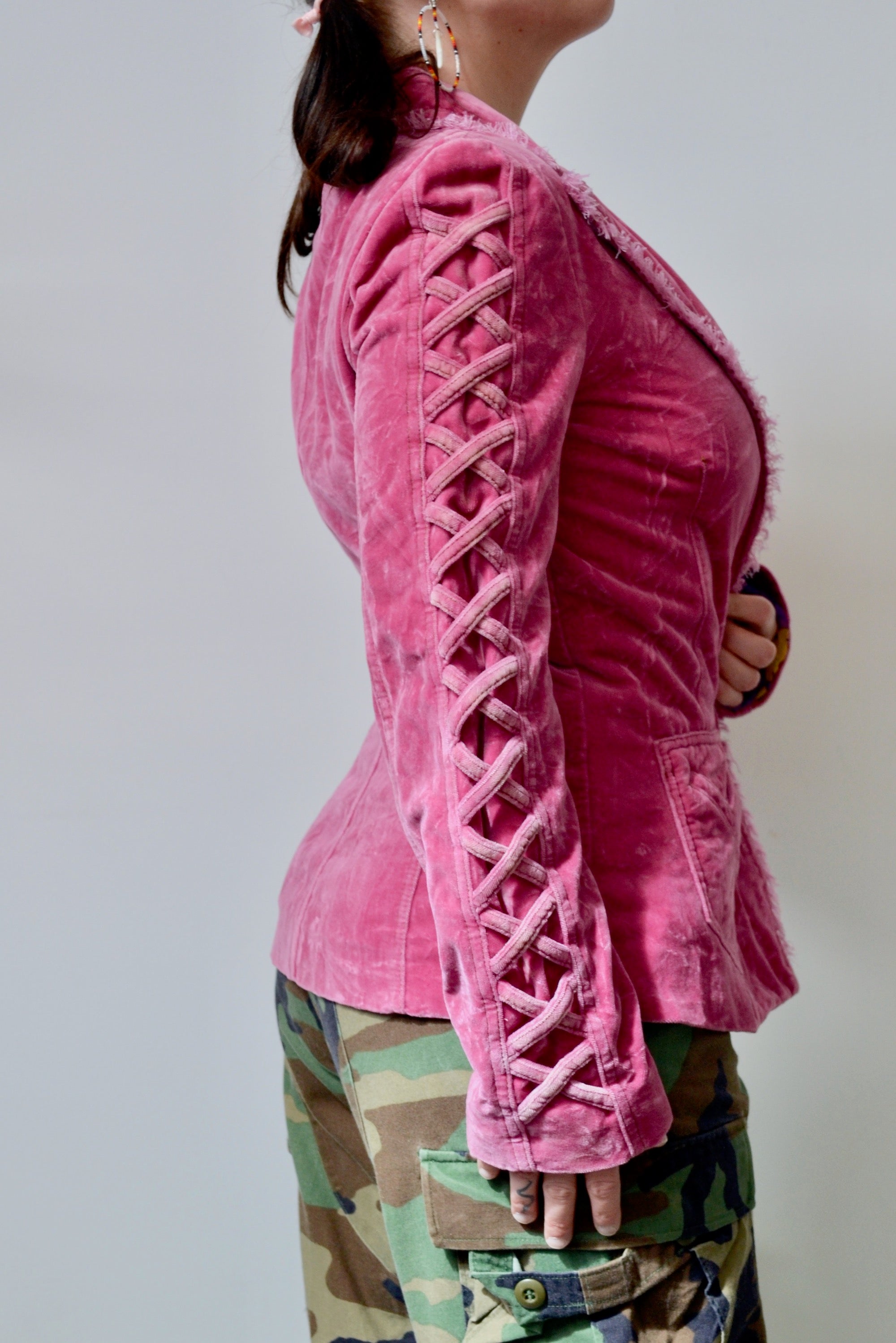 Hot pink velvet outlet jacket