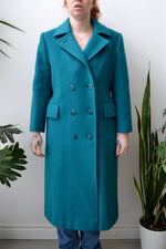 Teal Wool & Mohair Blend Trench