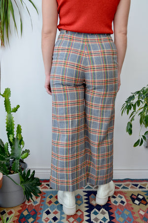 Wide Leg Plaid Trousers