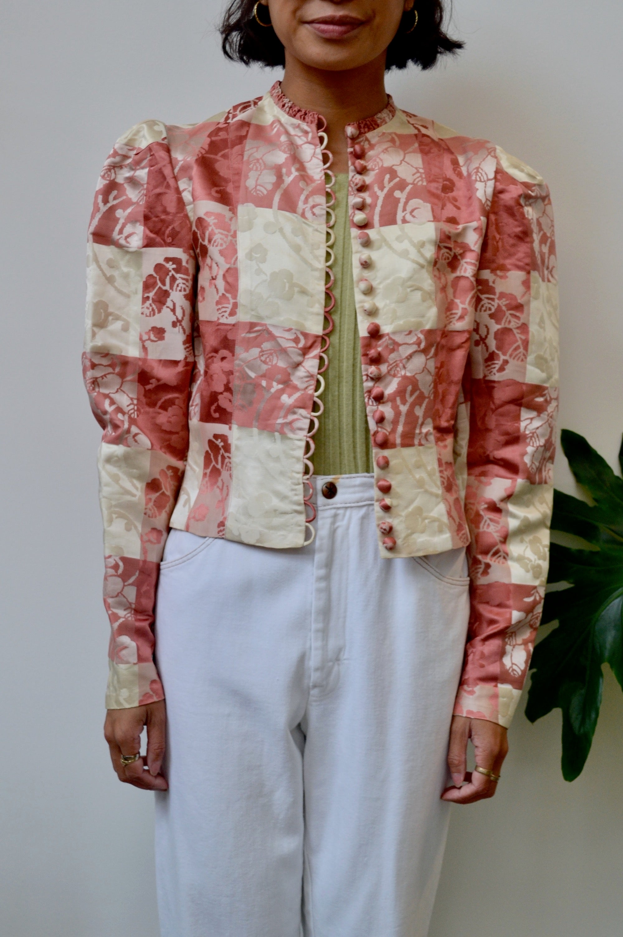 Rose Checkered Silk Jacket