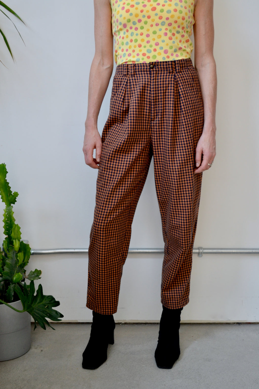 Brown Gingham Trousers