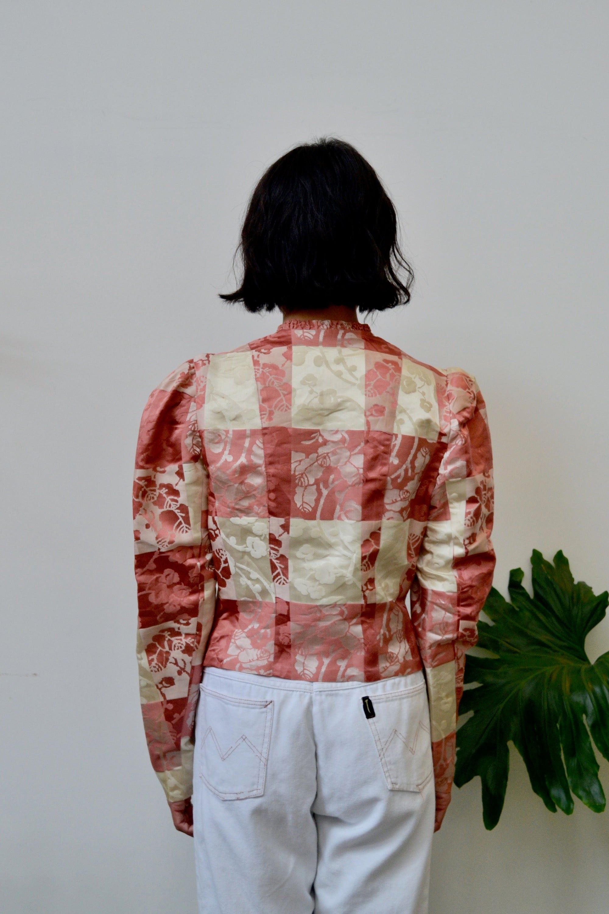 Rose Checkered Silk Jacket