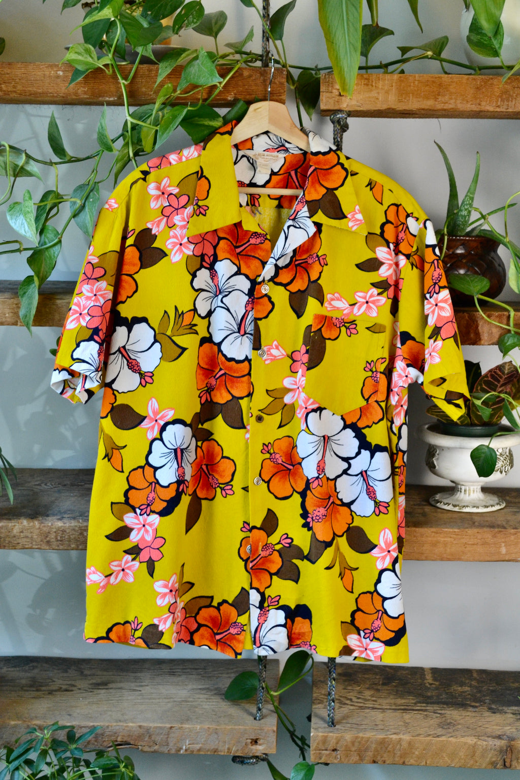 Royal Hawaiian Mustard Button Up