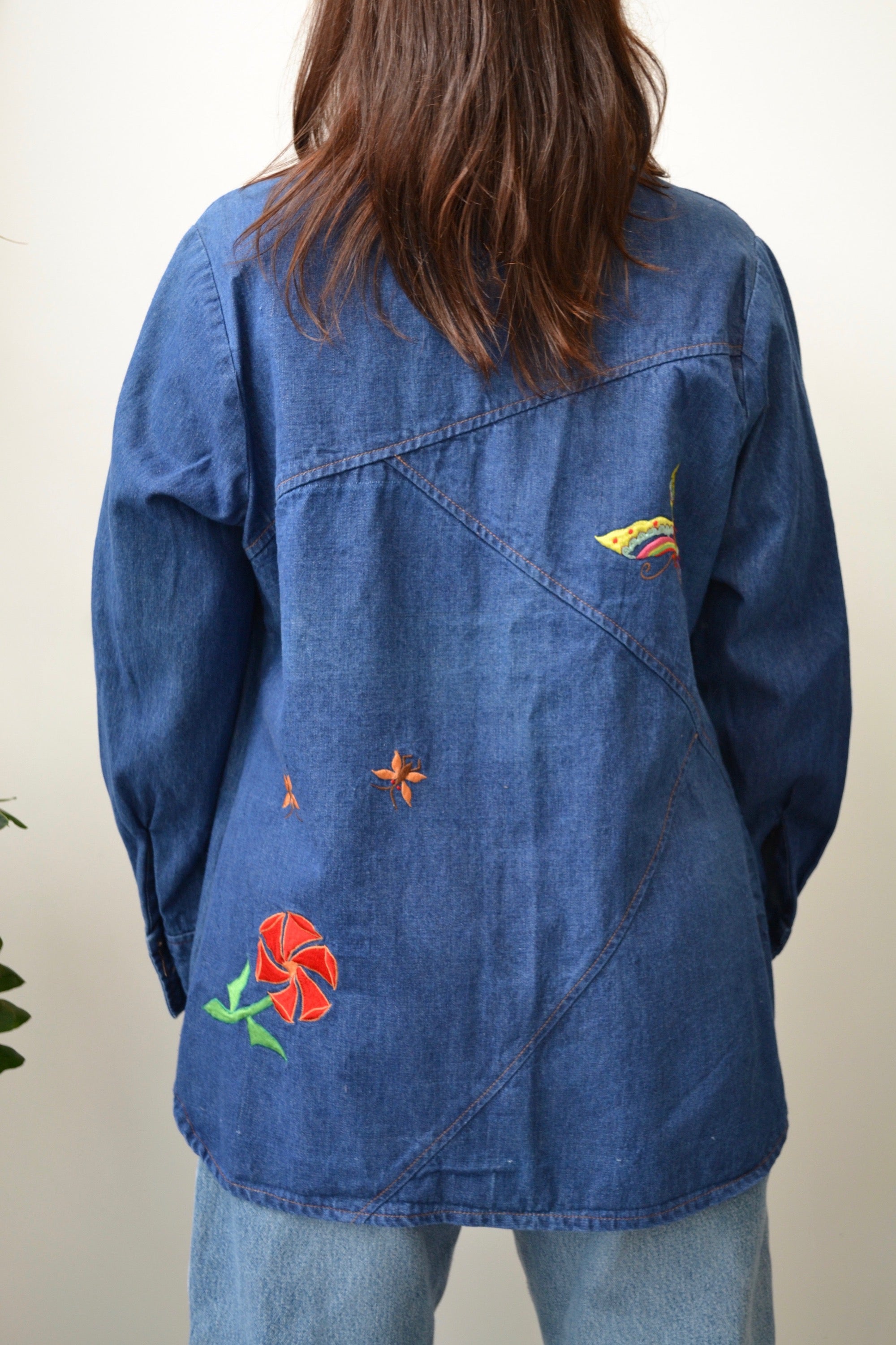 Embroidered Denim Shirt Jacket