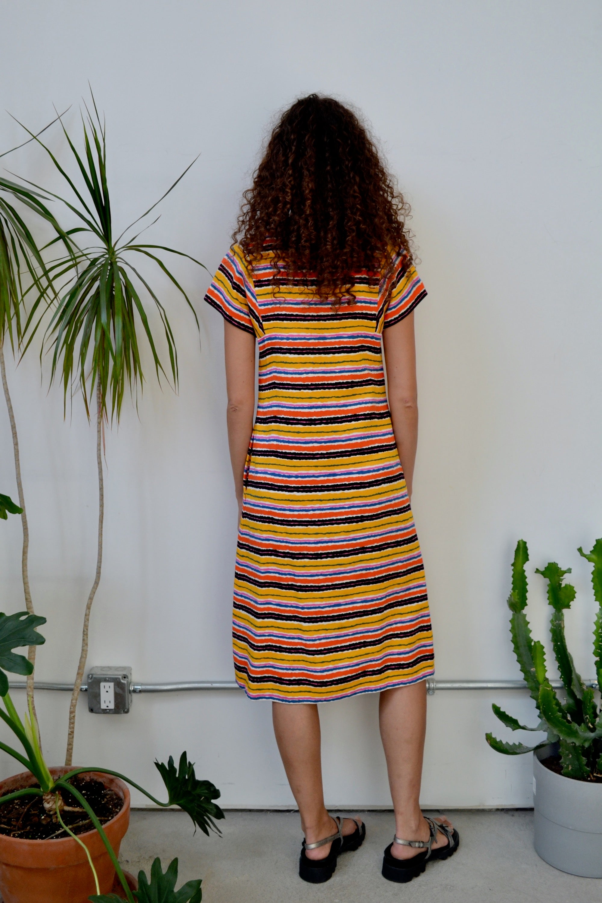 Sixties Abstract Stripe Midi Dress