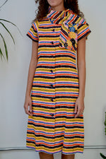 Sixties Abstract Stripe Midi Dress