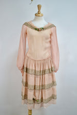 Stunning Twenties Peachy Sheer Tiered Sailor Dress