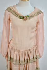 Stunning Twenties Peachy Sheer Tiered Sailor Dress