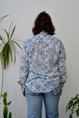 Seventies Gauzy Floral Button Up