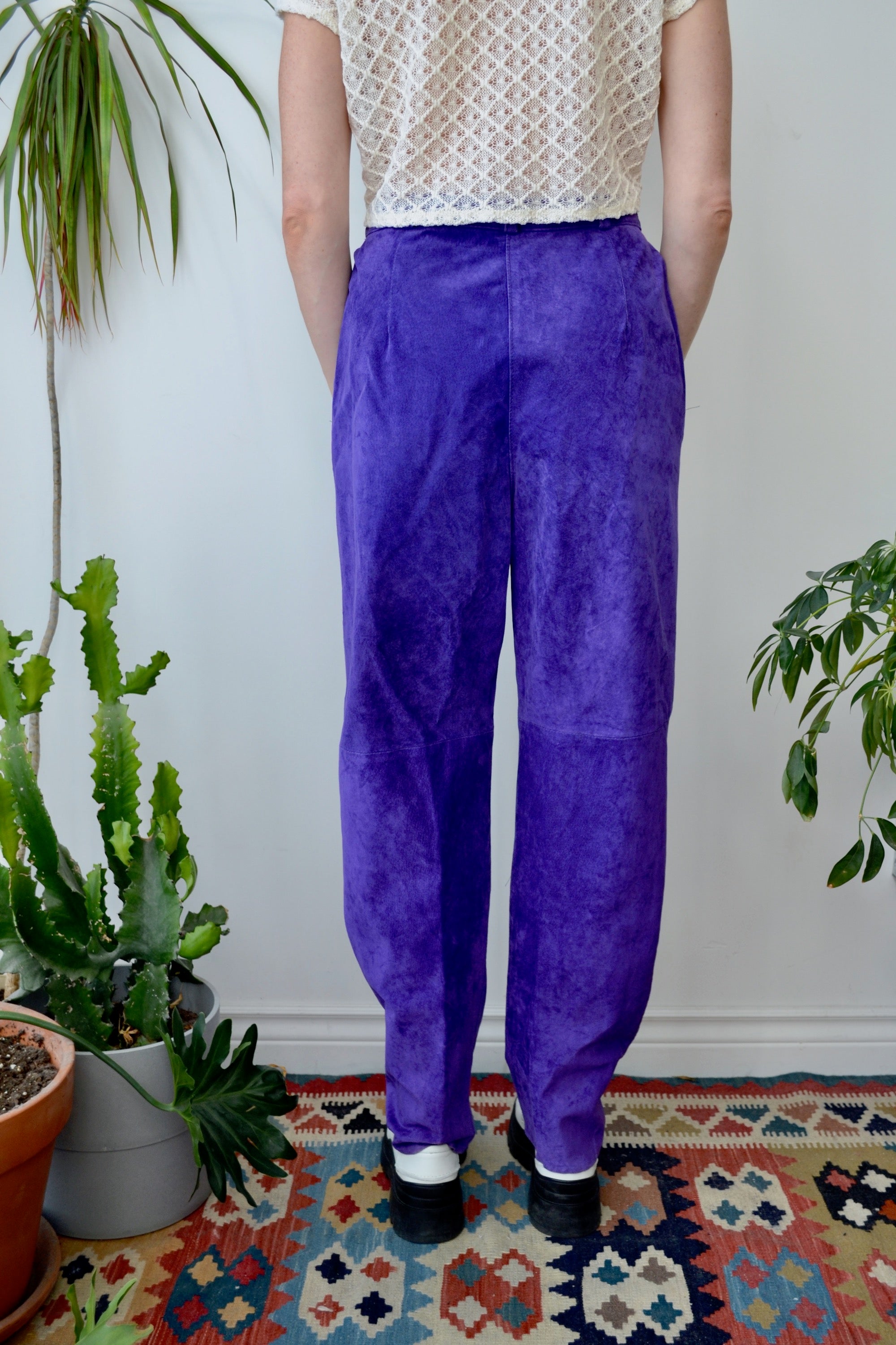 Eighties Purple Suede Pants