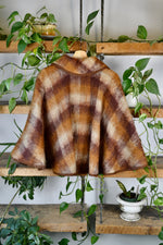 Adorable Brown Plaid Mohair Cape Coat