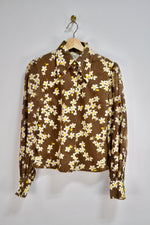 Vintage Sheer Sleeve Floral Blouse
