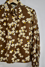Vintage Sheer Sleeve Floral Blouse