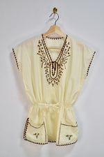 Vintage Floral Embroidered Peasant Blouse