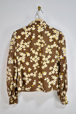 Vintage Sheer Sleeve Floral Blouse