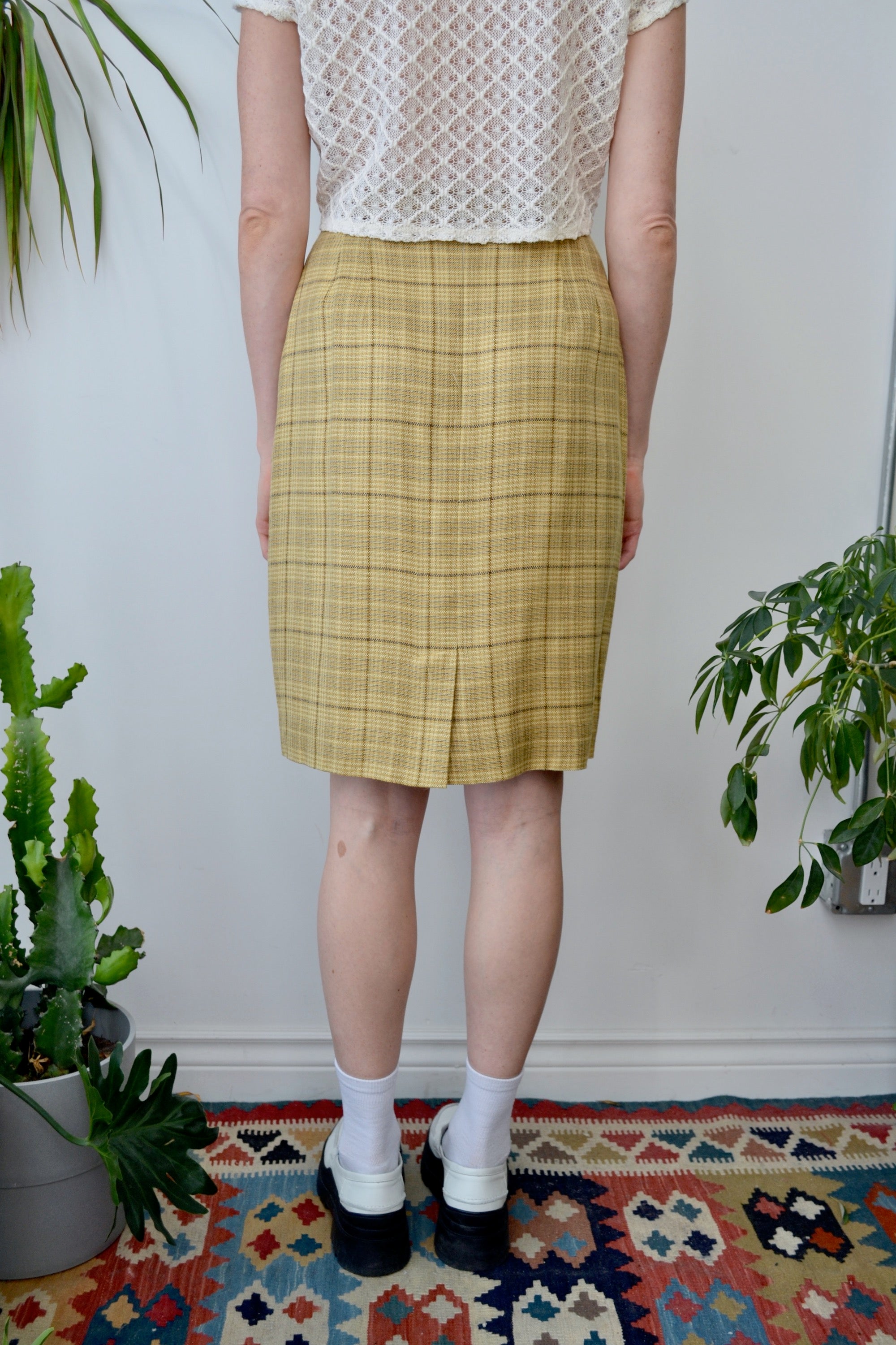 Butterscotch Plaid Pencil Skirt