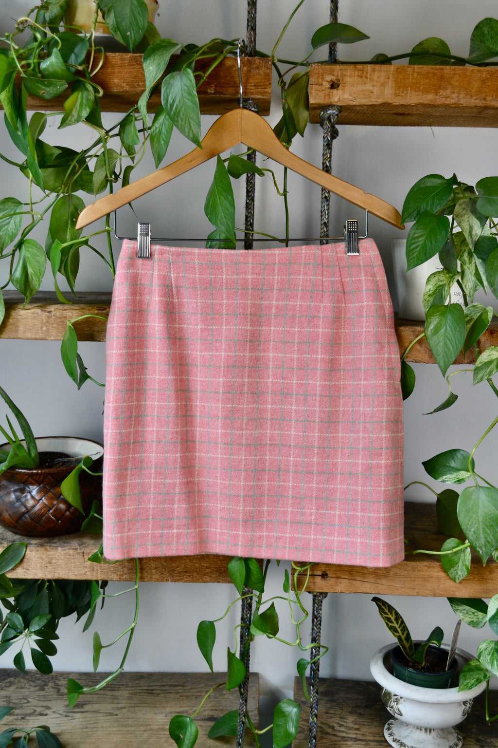Pink Grid Wool Mini