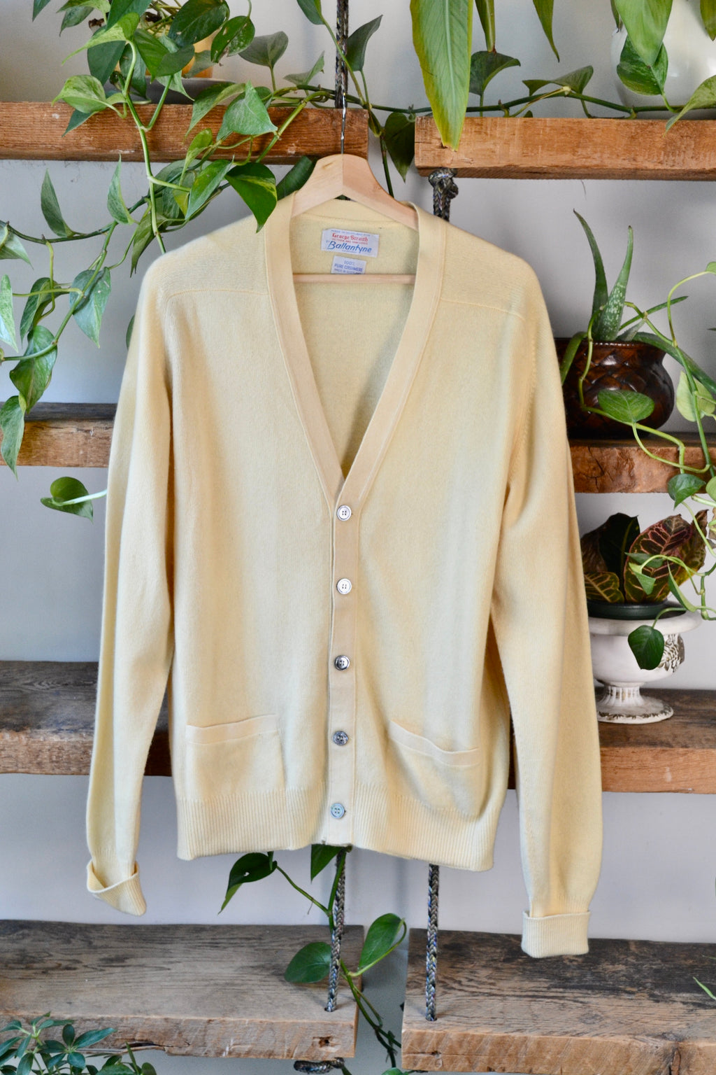 Vintage Butter Yellow Ballantyne Cashmere Cardigan