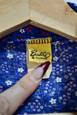 Western Blue Floral Tie Top