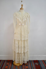 Vintage "Candi Jones" Tiered Lace Prairie Dress