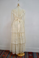 Vintage "Candi Jones" Tiered Lace Prairie Dress