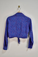 Western Blue Floral Tie Top