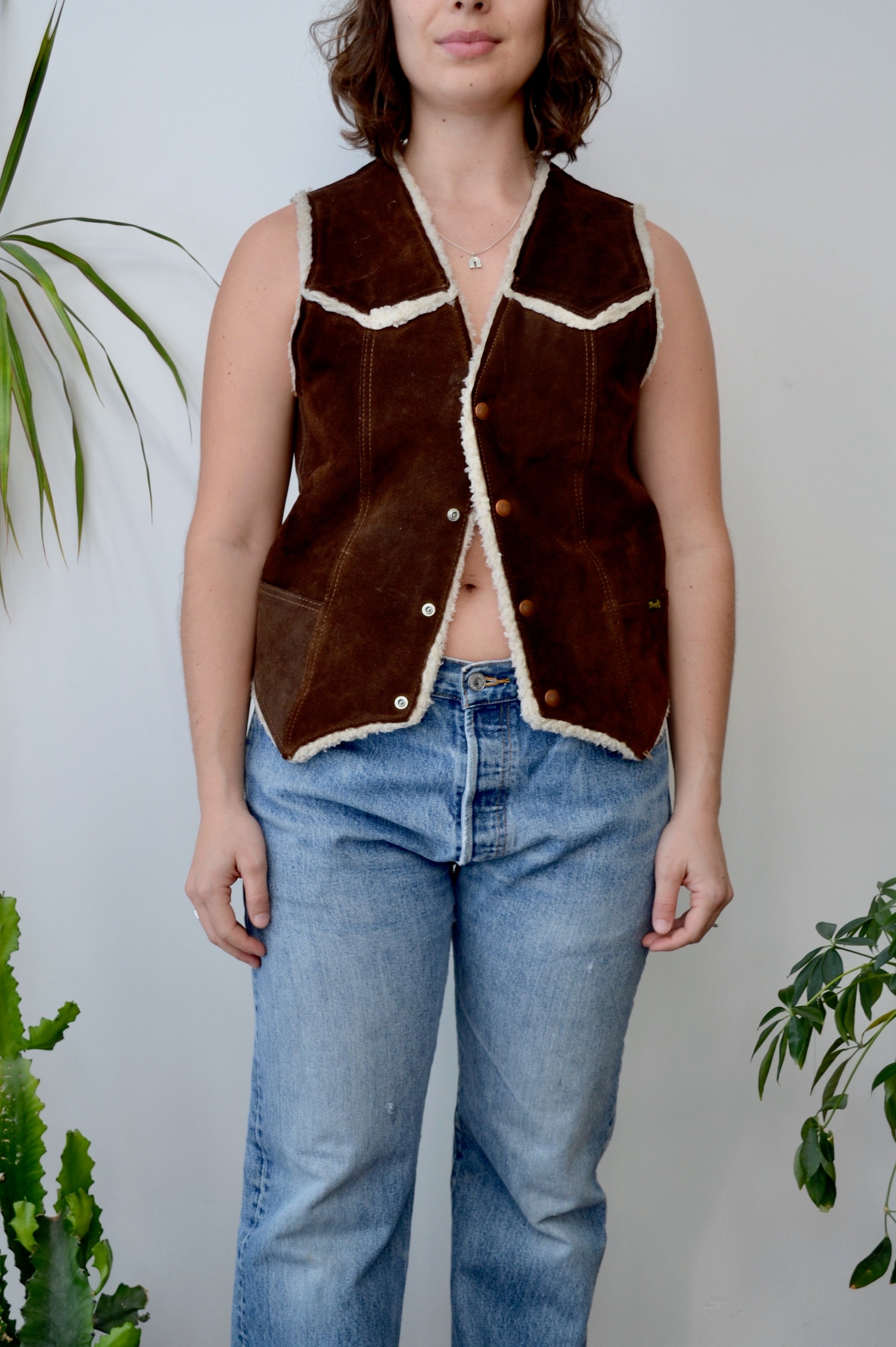 Wrangler Suede Faux Shearling Vest