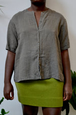 Charcoal Linen Blouse