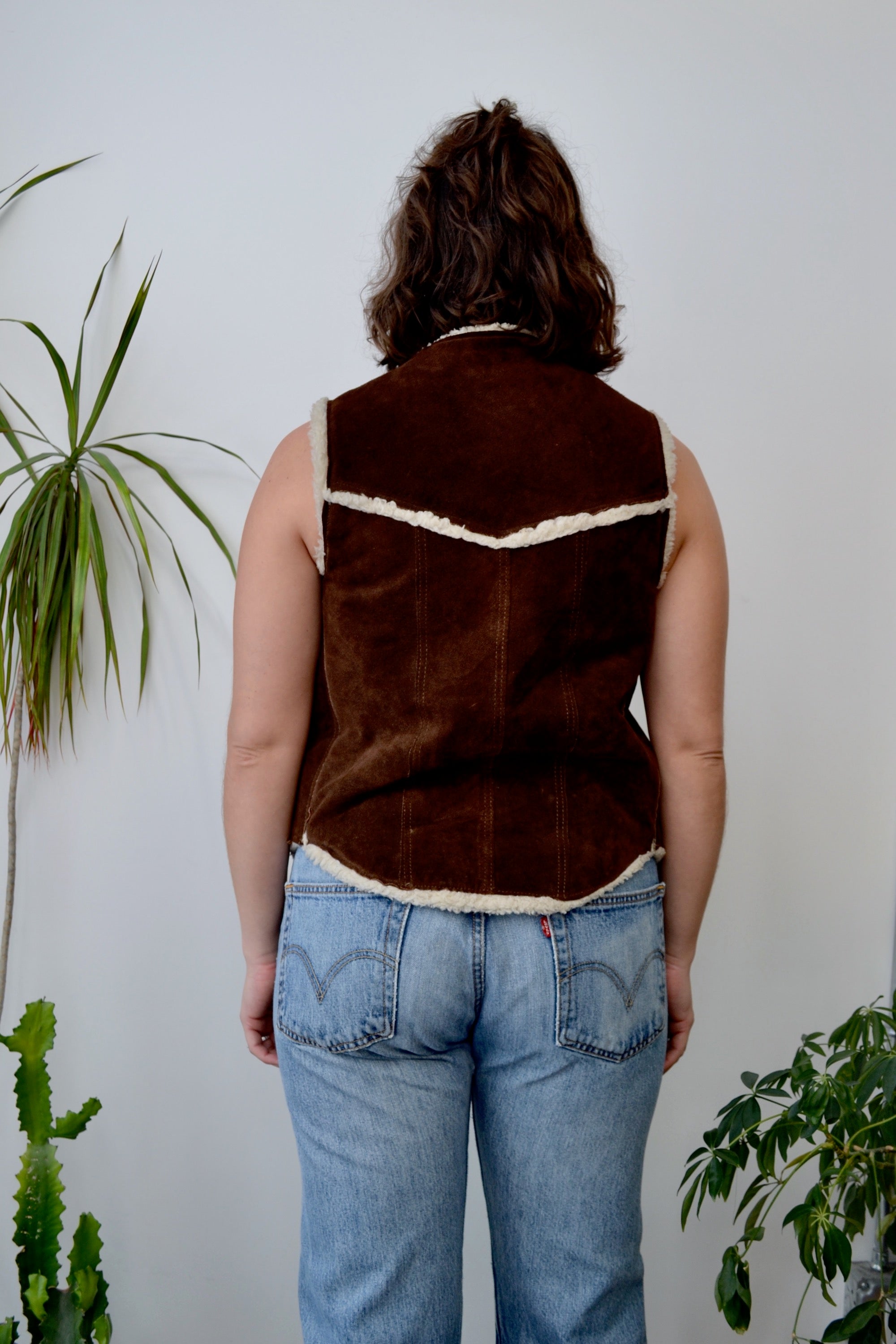 Wrangler Suede Faux Shearling Vest