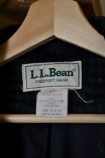 90s LL Bean Dark Green Gingham Wool Trench