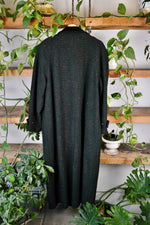 90s LL Bean Dark Green Gingham Wool Trench